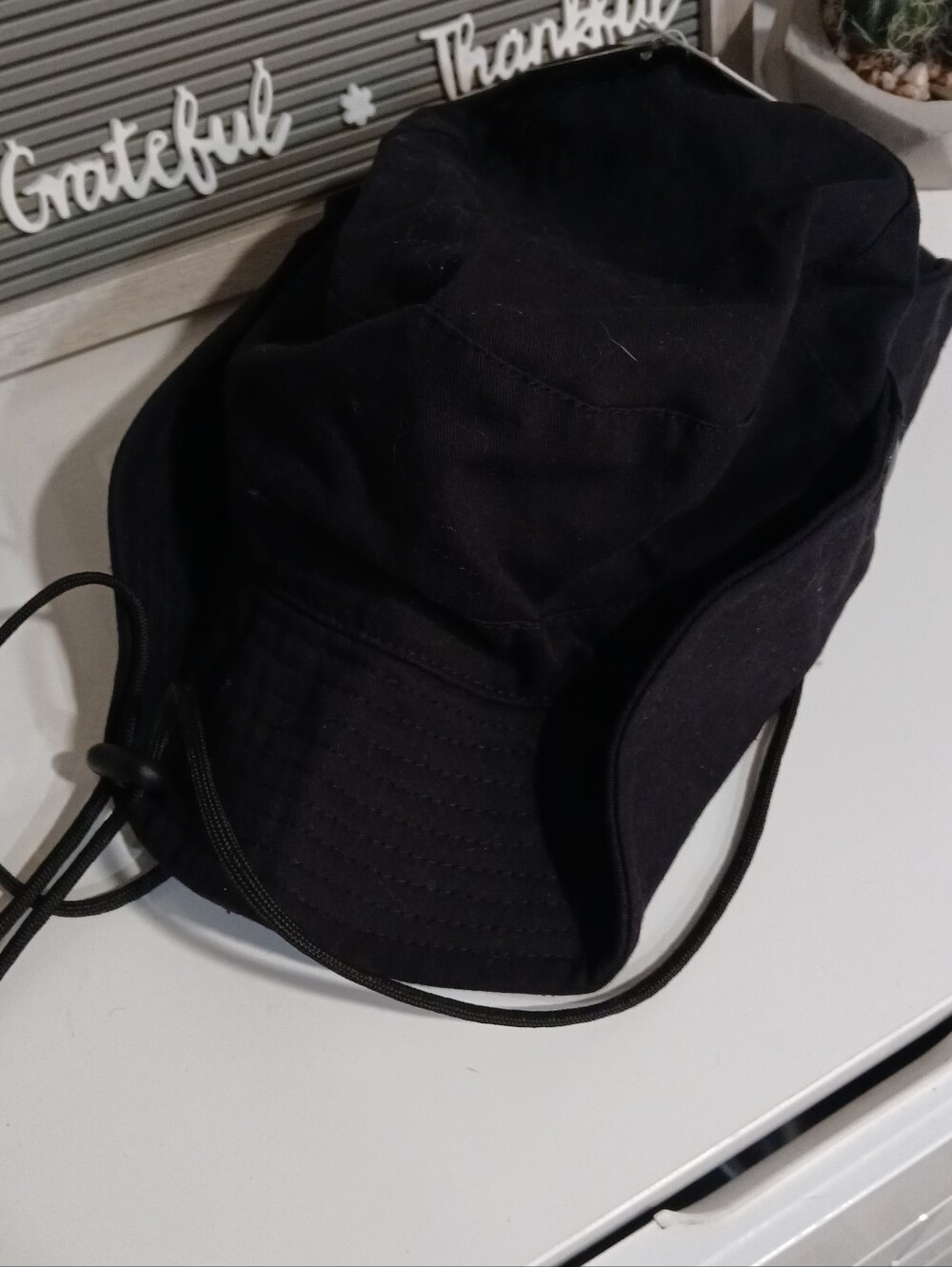 bp Black Denim Bucket Hat, Adjustable Chin Cord [NWT]